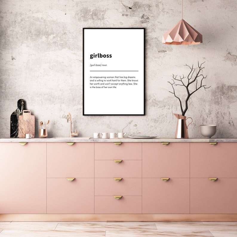 Girl Boss Definition Print Dictionary Print Boss Babe Wall Etsy