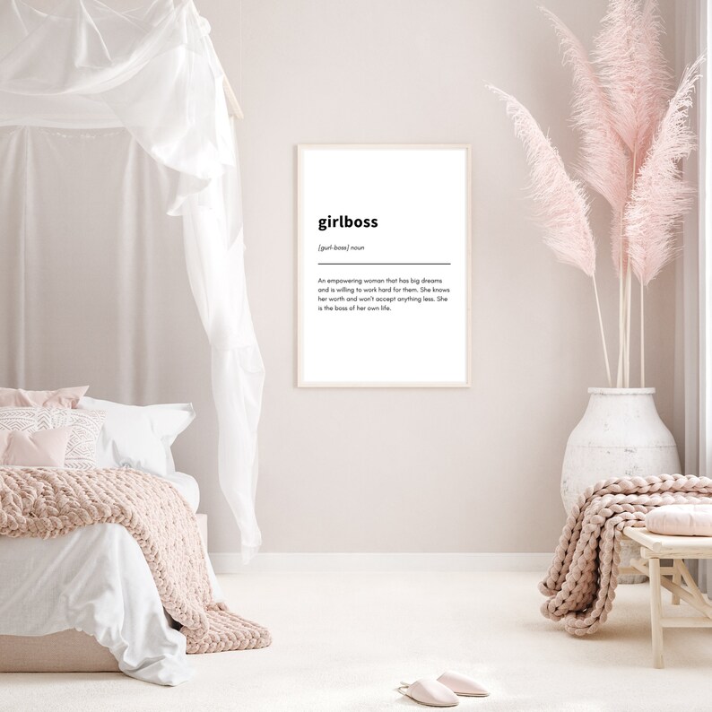 Girl Boss Definition Print Dictionary Print Boss Babe Wall Etsy