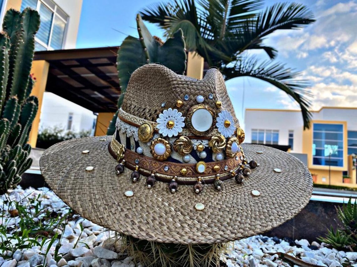 Colombian decorated hat natural fiber straw hat handmade | Etsy