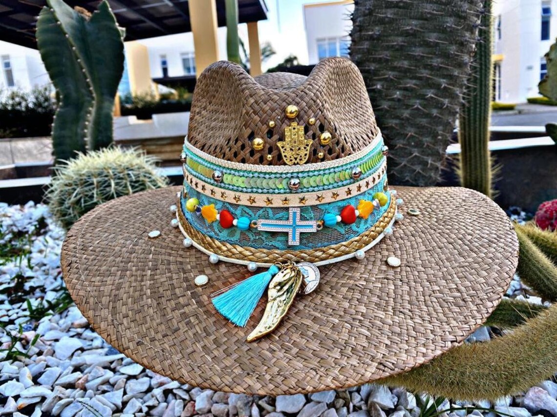 Colombian decorated hat natural fiber straw hat handmade Etsy