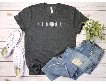 Chemise Phases de la lune, T-shirt Moon Rising femme, Lune et dos, Chemise Phases lunaires, Chemises Phases de la lune pour adolescents