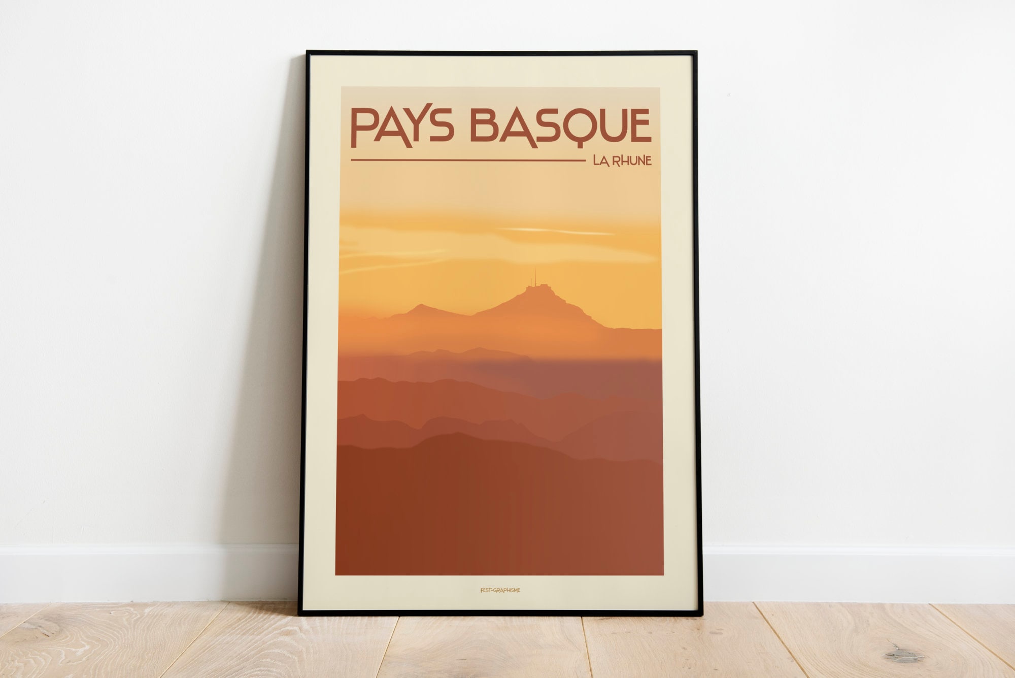 Vintage poster decoration Basque Country La Rhune