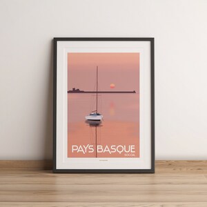 SOCOA poster - Basque Country - Boat at sunset