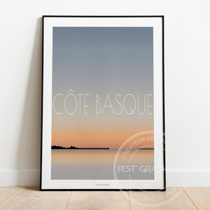 Poster BASQUE COAST - Sunset over the fort of Socoa