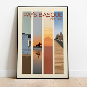 Póster ITSAS MENDI Biarritz San Juan de Luz - País Vasco - Costa Vasca - Atardecer