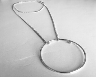 COLLANA geometrica con ciondolo CERCHIO e sfere