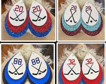 Custom Hockey Earrings, Game Day Jewelry, Personalized Number