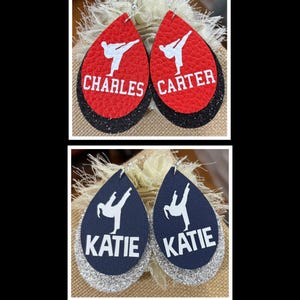 Karate earrings, Karate jewelry, custom karate earrings