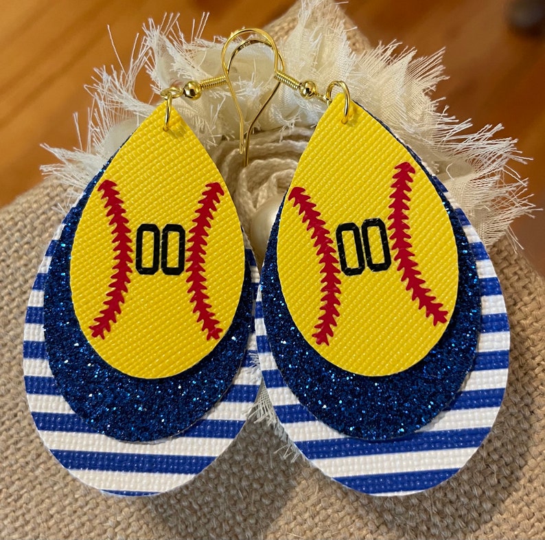 Softball Earrings Leather Softball Earrings Custom Softball Etsy