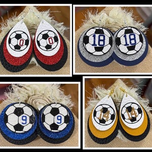 Soccer earrings, soccer ball earrings, soccer ball studs, leather soccer earrings, custom soccer earrings, Game day earrings