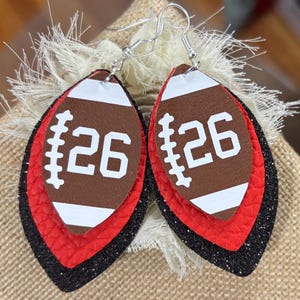 Football earrings, custom football earrings, custom earrings, School spirit earrings, personalized gift, Game day earrings, Faux leather