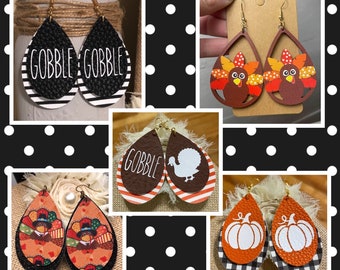 Thanksgiving earrings, turkey earrings, gobble gobble earrings, gobble wobble earrings