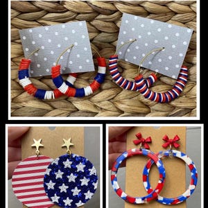 4th of July earrings, Patriotic earrings, USA earrings, star earrings, acrylic earrings, Red white & blue earrings
