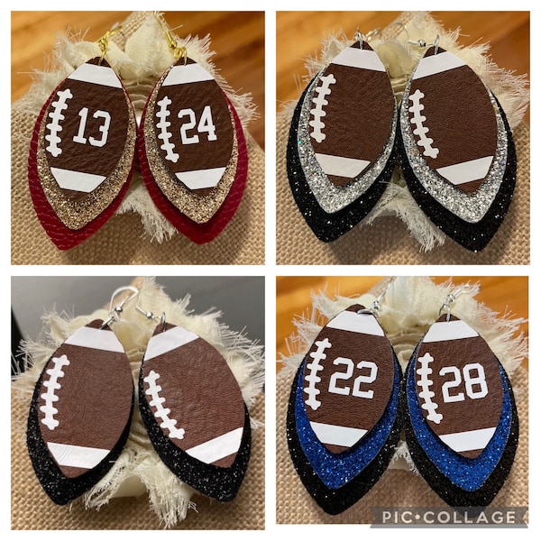 Football earrings, custom faux leather football earrings, custom earrings