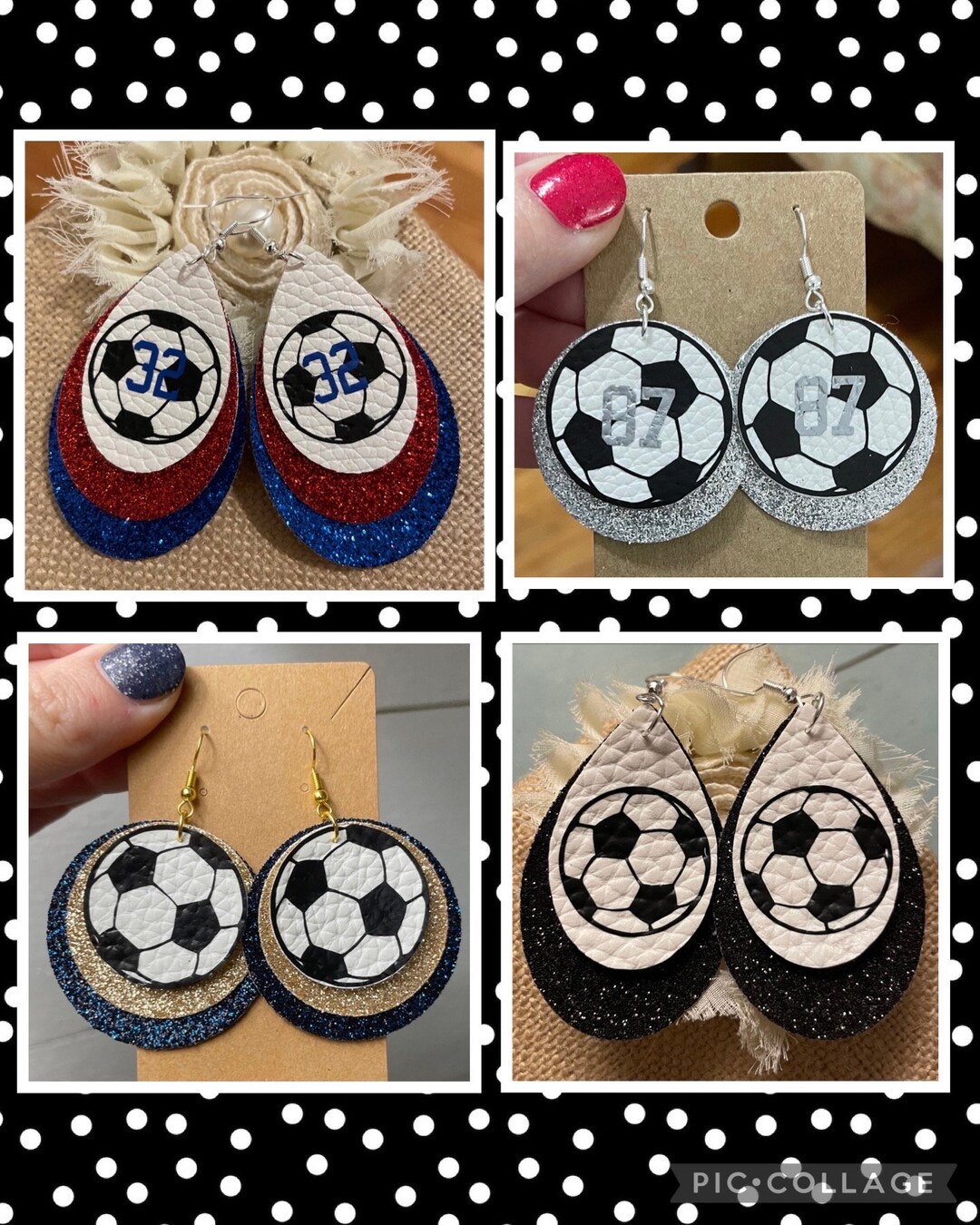 Soccer Earrings, Soccer Ball Earrings, Soccer Ball Studs, Leather ...