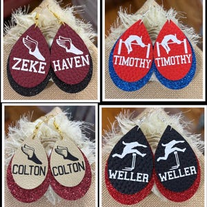 Personalized Track & Field Earrings, School Spirit Jewelry