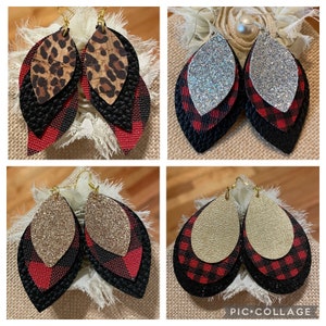 Buffalo plaid earrings, birthday gift, Mother’s Day gift, Christmas earrings, Holiday earrings