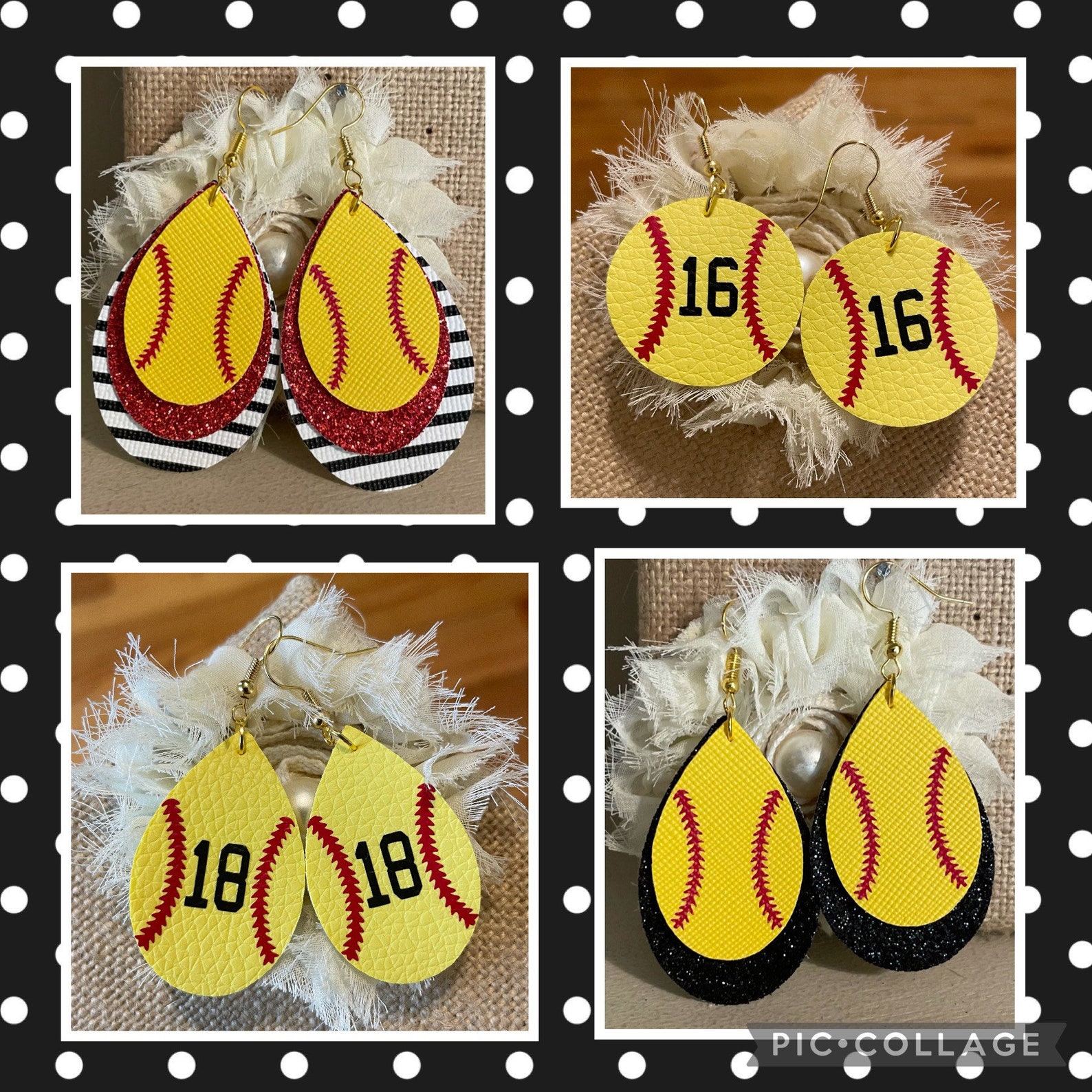 Softball Earrings Leather Softball Earrings Custom Softball Etsy