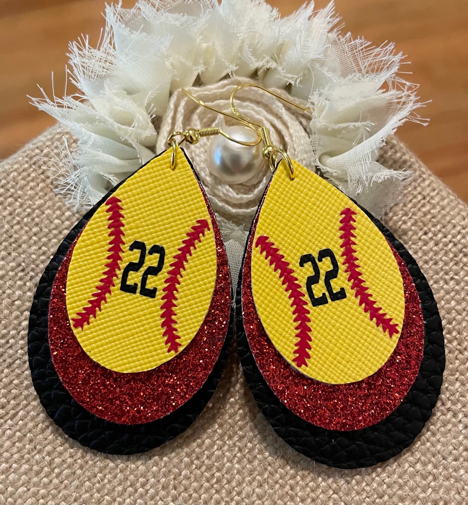 Softball Earrings Leather Softball Earrings Custom Softball Etsy