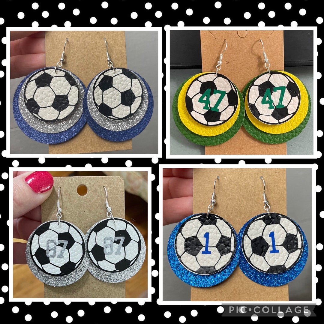 Soccer Earrings, Soccer Ball Earrings, Soccer Ball Studs, Leather ...