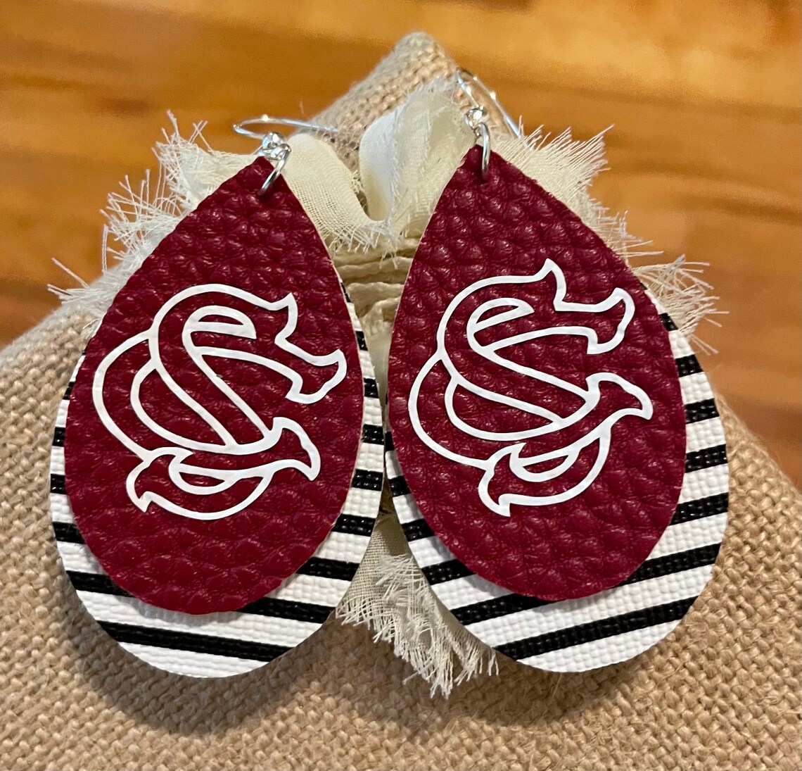 Gamecock earrings Carolina earrings gamecock leather Etsy