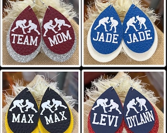 Personalized Wrestling Earrings, School Spirit Jewelry