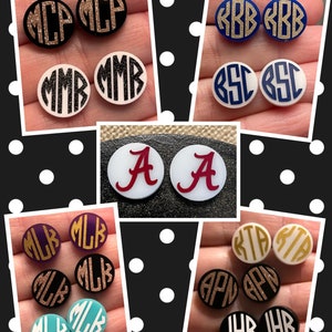 Monogram stud earrings, Monogram earrings, acrylic earrings, Mother’s Day gift, Birthday gift, gift for her, teacher gift, Monogrammed gift