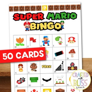 50 Mario Bingo Cards 5x5 Plumber Theme Mario Bingo Game - Etsy