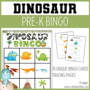 Dinosaur BINGO for Preschool-kindergarten Dinosaur Games and - Etsy