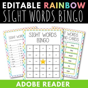EDITABLE Sight Words bingo for kids, Sight words activities, Sight words games, First Grade Sight Words, Second Grade Sight Words