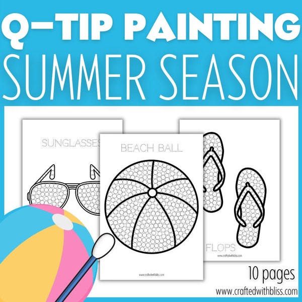 Summer Q-TIP Painting for Kids | Summer Fine Motor Activity