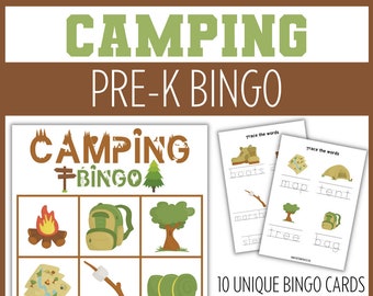 camping bingo for preschool kindergarten camping games and etsy