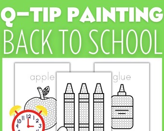 School-Themed Q-Tip Painting Set: Interactive Learning Fun for Kids - Fine Motor Printable