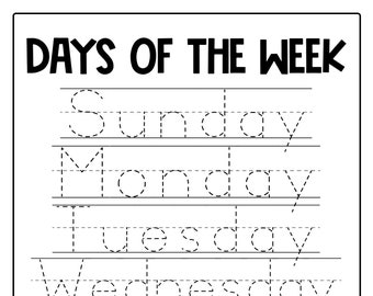 Days of the Week Activities, Days of the Week Poster, Days of the Week Montessori, Days of the Week Tracing Sheets, Preschool Chart