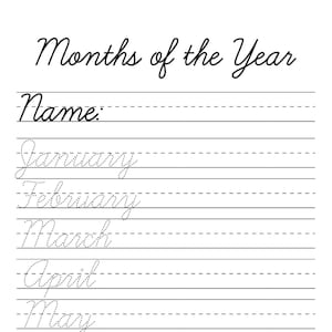 Cursive Tracing Practice Worksheet Etsy