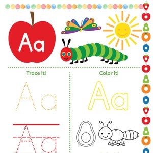 Caterpillar Alphabet Printable Activity for Preschool, Toddler