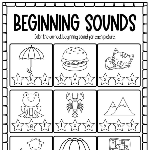10 pages Beginning Sounds Activities, PreK Letter Sounds Printable, Initial Sound Printable, Preschool Printable, Homeschool Activities