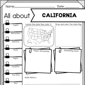 50 States Research Project | Homeschool | US States | Geography