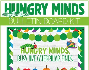 Hungry Minds Caterpillar Theme Bulletin Board Kit Puerta Aula Decoración Boletín The Very Hungry Caterpillar Primavera Decoración Escuela