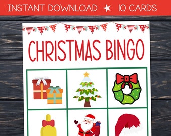 10 Christmas BINGO For Preschool-Kindergarten, Christmas Games and Activities, Christmas Printable, Christmas Games, Christmas BING