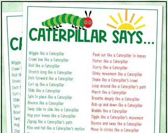 The Caterpillar Says... Simon Says Game , The Very Hungry Caterpillar Movement Activities, The Very Hungry Caterpillar Classroom Games