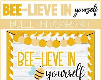 Beelieve In Yourself Bulletin Board Kit Door Classroom Decor Positivity Affirmation Spring Bulletin Design Office Hospital Medical Health