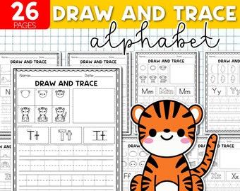 Alphabet Directed Drawing - Draw And Trace | Homework | Morning Work | How to Draw