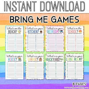 Bring Me Game Printables: Interactive Fun for Kids of All Ages | Scavenger Hunt