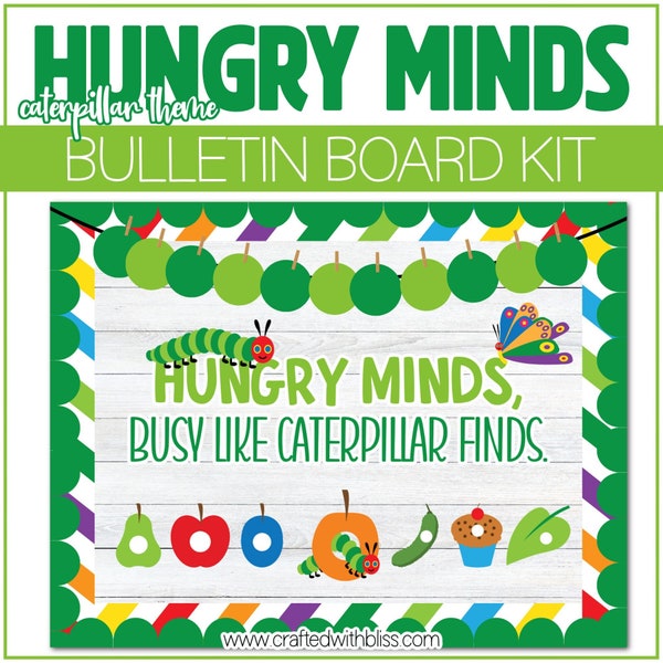 Hungry Minds Caterpillar Theme Bulletin Board Kit Door Classroom Decor Bulletin The Very Hungry Caterpillar Spring Decoration School