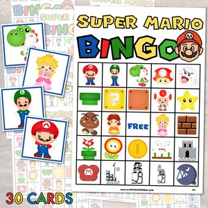 Super Mario BINGO for Kids 30 Unique Mario Cards, Mario Bingo Birthday ...