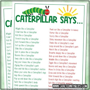 The Caterpillar Says... Simon Says Game , The Very Hungry Caterpillar Movement Activities, The Very Hungry Caterpillar Classroom Games
