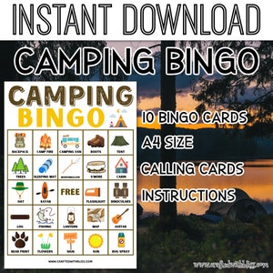 Camping Bingo Cartes Enfants, Camping Bingo Fête D'anniversaire, Jeu De Bingo En Classe, Activité De Bingo Préscolaire, Activités De Camping
