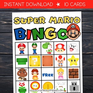 Mario BINGO for Kids, Mario Bingo Birthday Party, Classroom Mario Bingo ...