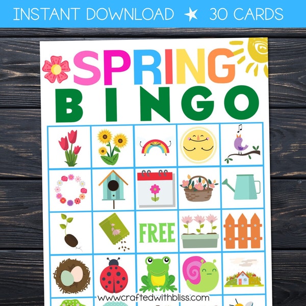 Bingo de printemps pour enfants, fête d'anniversaire de bingo de printemps, jeu de bingo en classe, activité de bingo pour enfants d'âge préscolaire, impression printanière pour les enfants